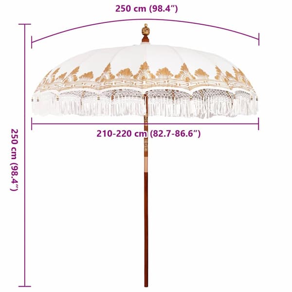 Balinesisk Parasol Kräm 215 x 215 x 260 cm Bomull