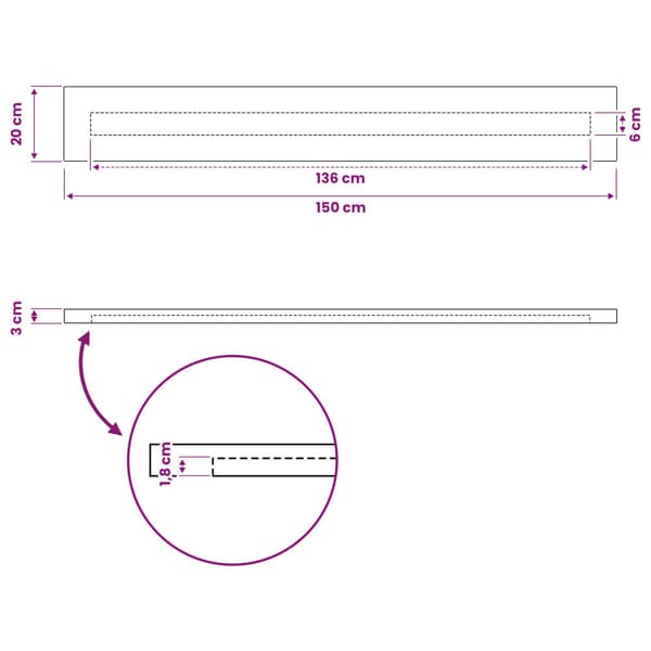 Rektangulärt Bordsskiva 90 x 50 x 3,5 cm Rektangulär Vit