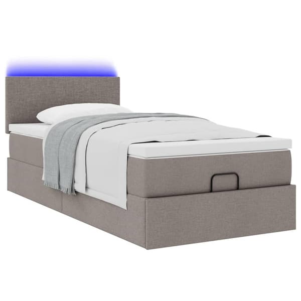 Ottoman sängram med madrass taupe 90x190 cm tyg