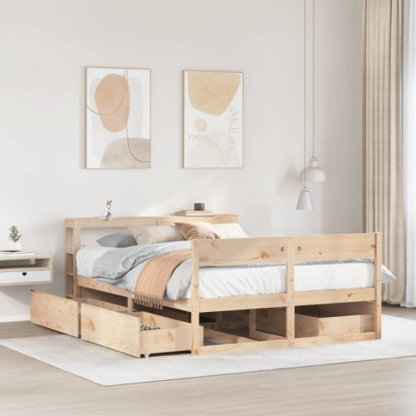 Sängram utan madrass 120x190 cm massiv furu