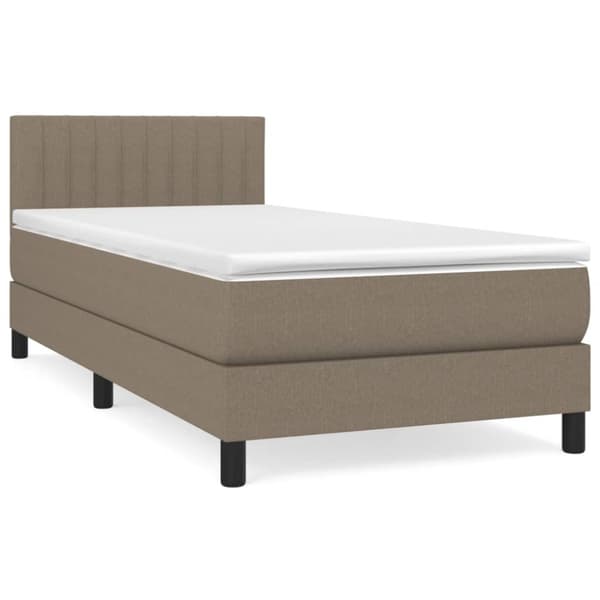 Ramsäng med madrass taupe 90x200 cm tyg