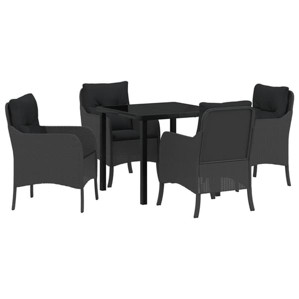 Trädgårdsmöbelset med kudde 5 pcs Svart konstrotting