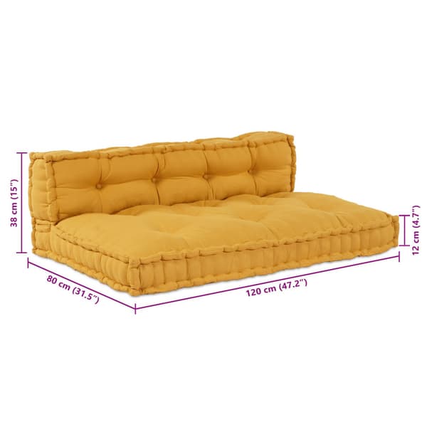 Pallettsoffa Kudde 2 pcs Gul 120 x 80 x 38 cm Tyg
