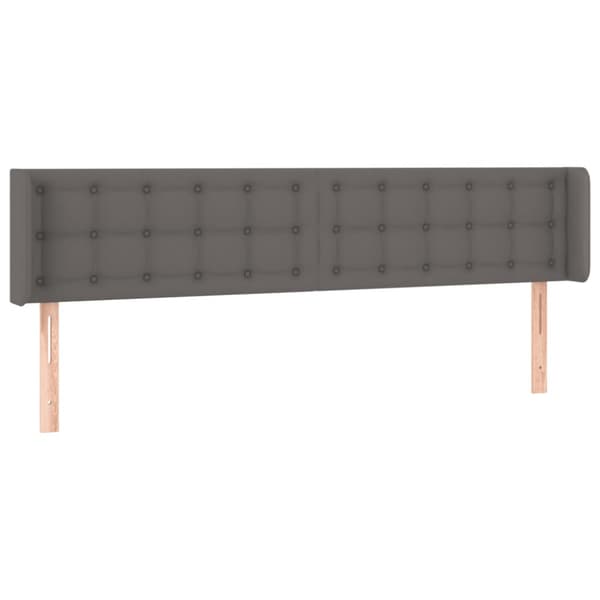 Sänggavel LED grå 183x16x78/88 cm konstläder
