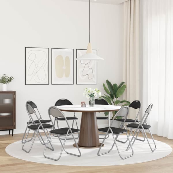 Fällstol 8 pcs Svart och Grå 48 x 43,5 x 81 cm Konstläder