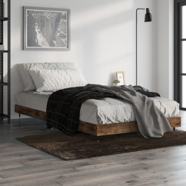 Sängram utan madrass rökfärgad ek 90x190 cm konstruerad trä