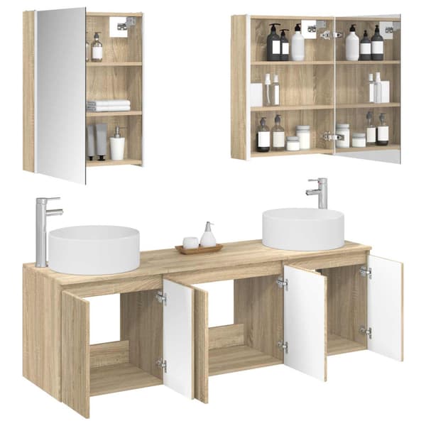 Badrumsskåpsset 5 pcs Sonoma-ek Konstruerat trä