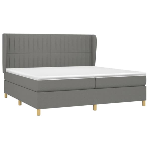 Ramsäng med madrass mörkgrå 200x200 cm tyg