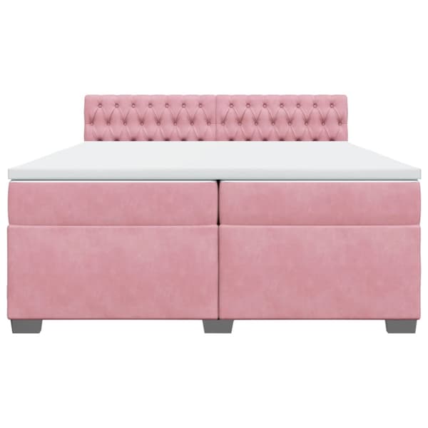 Ramsäng med madrass rosa 200x200 cm sammet