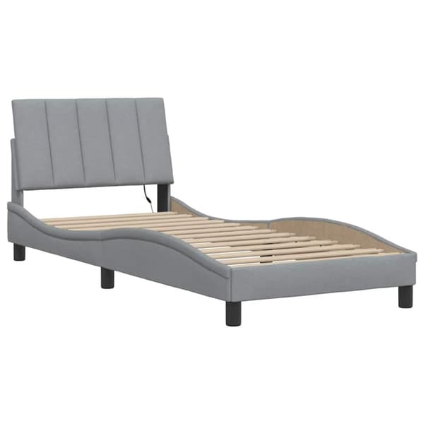 Bed Frame without Mattress "Hanko" Light Grey 90x200cm Fabric