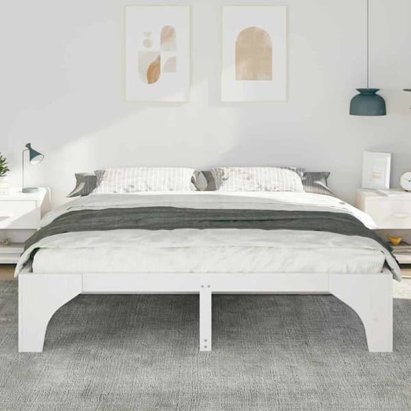 Sängram Vit 200 x 200 cm Massiv furu