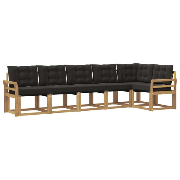Utomhussoffset med kudde 6 pcs Vit och svart