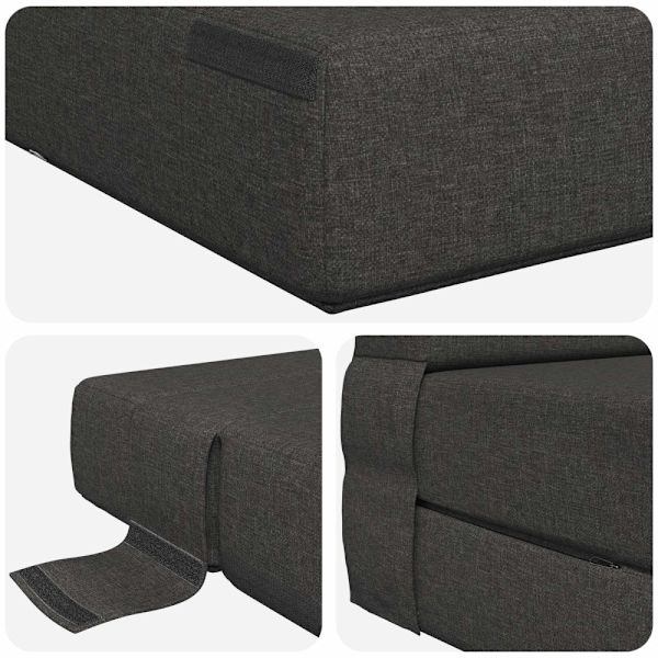 Fällbar Soffbed Mörkgrå 70 x 72 x 60 cm Tyg