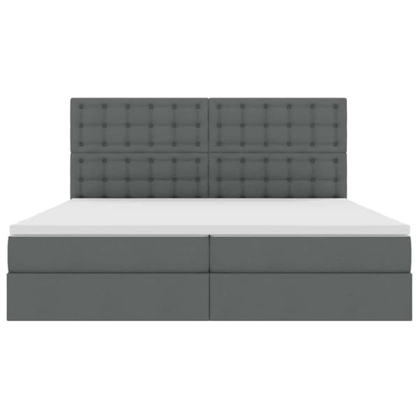 Förvaringssäng med madrass Mörkgrå 200 x 200 cm Polyester