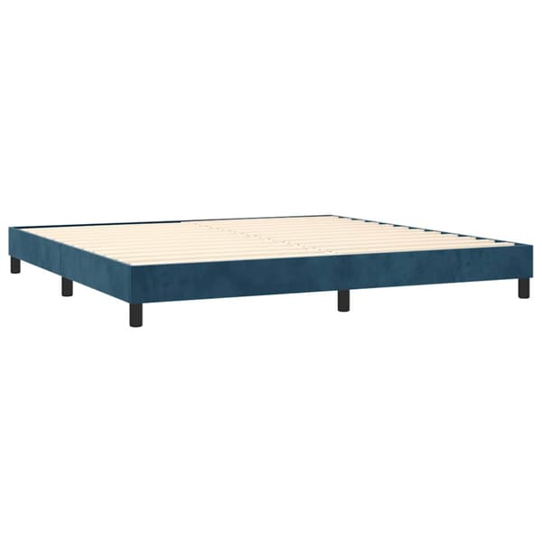 Ramsäng med madrass mörkblå 200x200 cm sammet