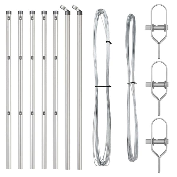 Stängselstolpe 7 pcs Silver Stål