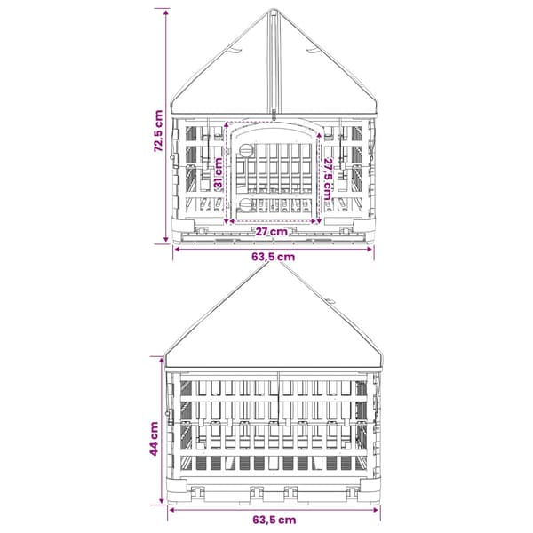 4 Panel Hund Playpen med Tak 122 x 106,5 x 82 cm Plast Vit