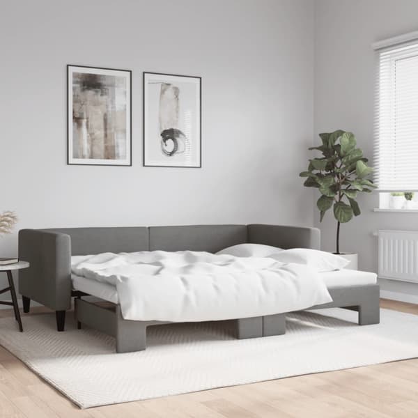 Dagbädd utdragbar mörkgrå 100x190 cm tyg