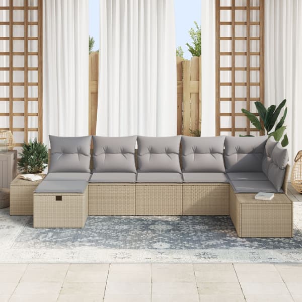 Trädgårdsoffset 7 st Beige konstrotting