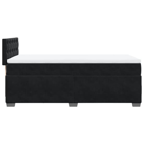 Ramsäng med madrass svart 100x200 cm sammet