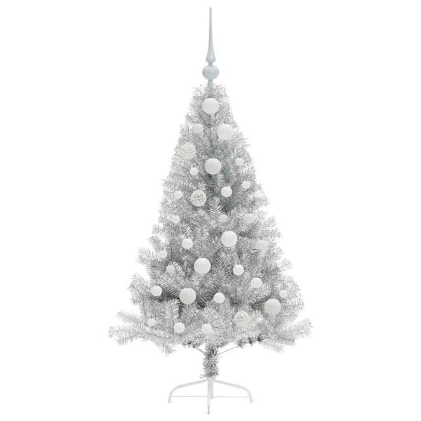Konstgjord Förbelyst Julgran Silver 120 cm PET