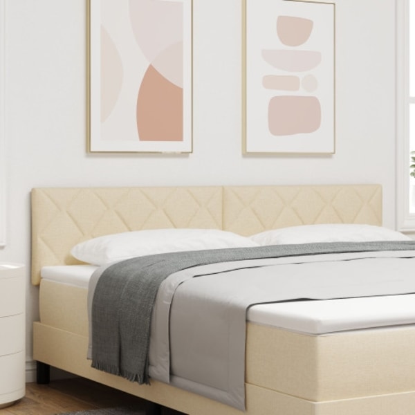 Sänggavel Diamantblock Design Grädde 180 cm Tyg