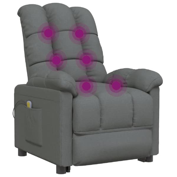 Massagefåtölj mörkgrå tyg