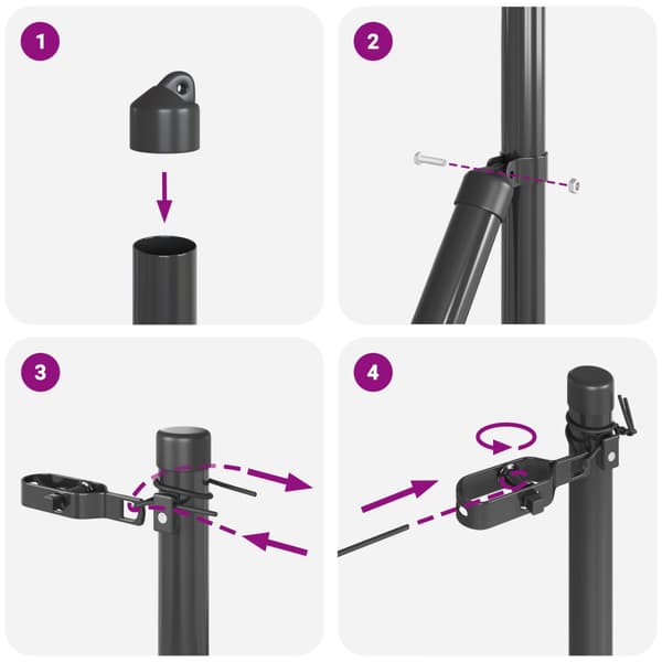 Stängselstolpe 7 pcs Grå Stål