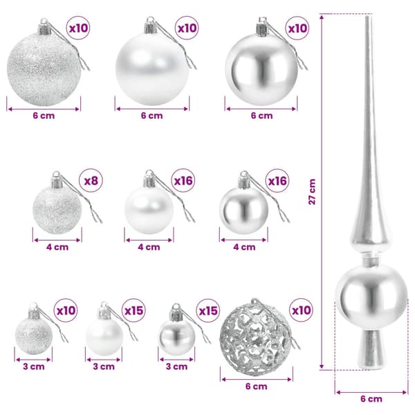 Artificial Christmas Tree with Bauble 240 cm 300 LED-lampor