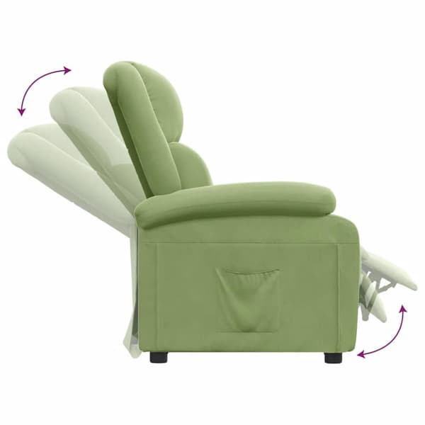 Reclinerfåtölj ljusgrön sammet