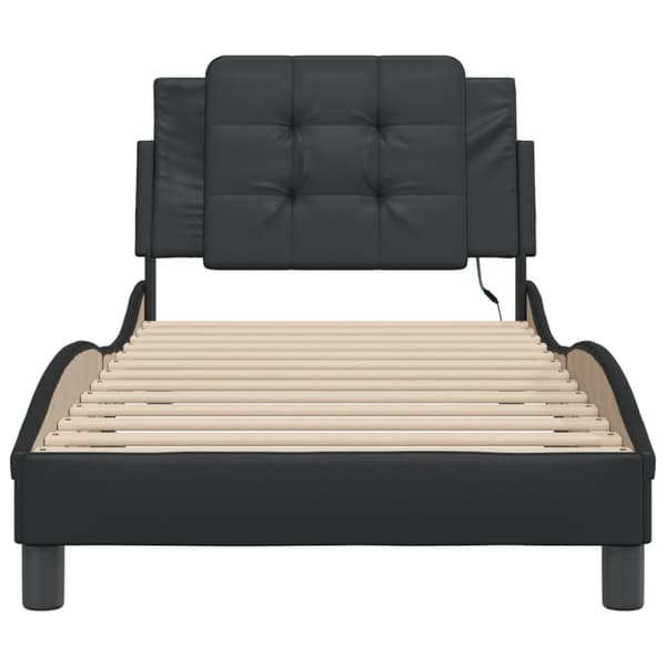 Bed Frame with LED without Mattress "Zadar" Black 80x200 cm