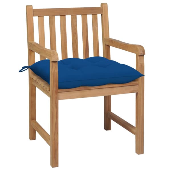 Trädgårdsstolar 2 st med blåa dynor massiv teak