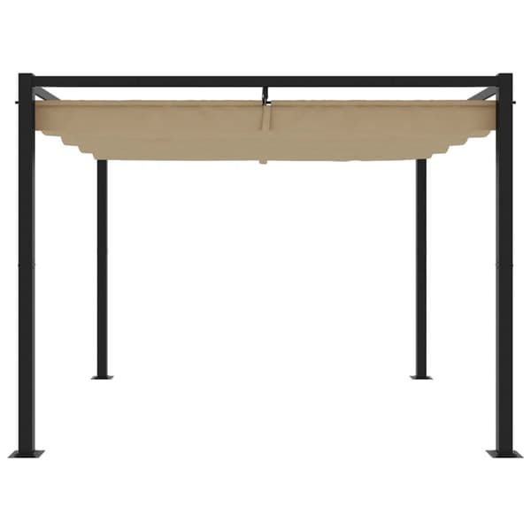 Paviljong med infällbart tak taupe 3x3 m stål