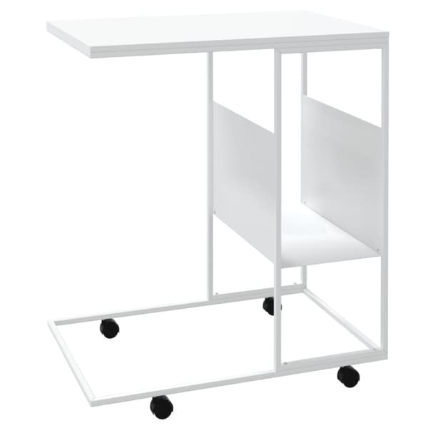 Sidobord med hjul vit 55x36x63,5 cm konstruerat trä