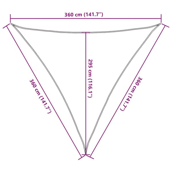 Solsegel 160 g/m² triangulär sand 3,6x3,6x3,6 m HDPE