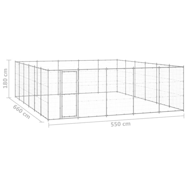 Hundgård för utomhusbruk galvaniserat stål 36,3 m²