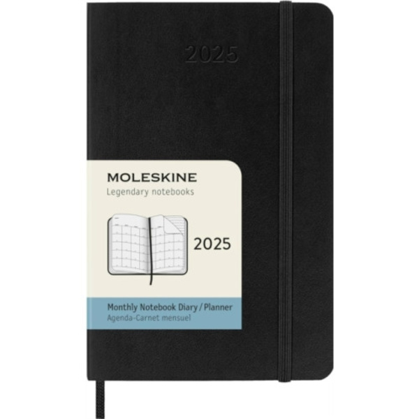 Moleskine 2025 12-Month Monthly Pocket Softcover Notebook: Black
