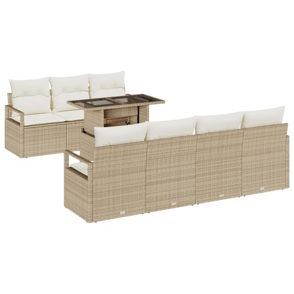 Trädgårdsoffset 8 st 7-Antal sittplatser Beige och gräddfärgad