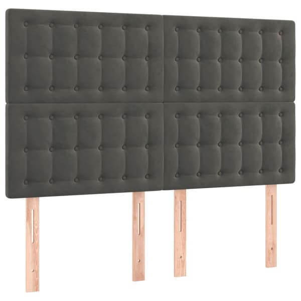 Sänggavel mörkgrå 144x5x118/128 cm sammet