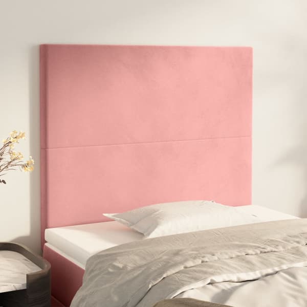 Sänggavel rosa 90x5x118/128 cm sammet
