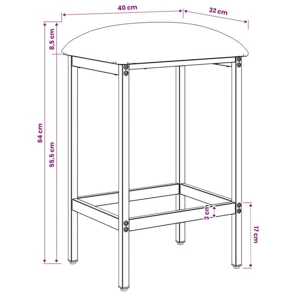 Barpall 2 st Blå 40 x 32 x 64 cm Konstruerat trä