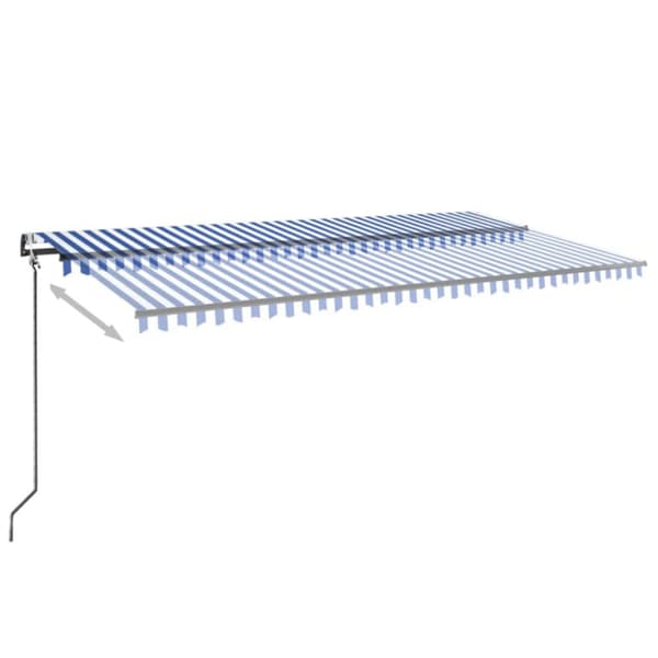 Automatisk markis med vindsensor & LED 600x350 cm blå och vit