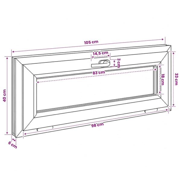 Tilt källarfönster RISOR 105 x 40 cm PVC och klart glas