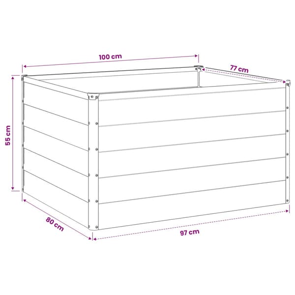 Höjd Trädgårdsbädd Rostig 100 x 80 x 55 cm corton