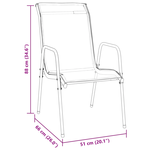 Trädgårdsmöbelset 7 pcs Svart Pulverlackerat stål
