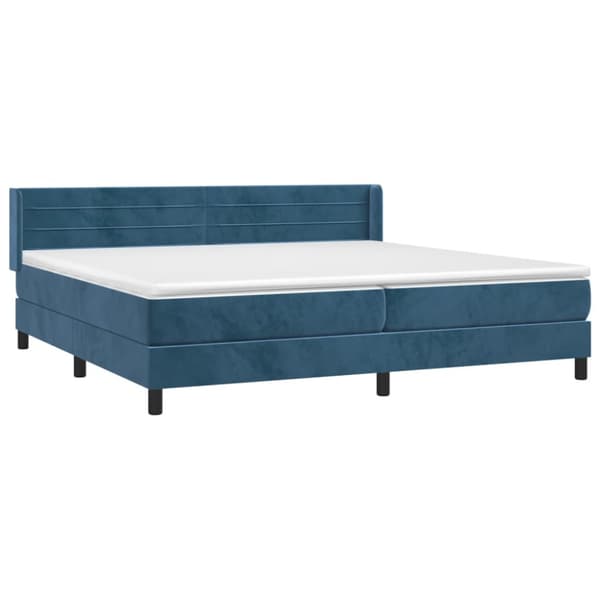Ramsäng med madrass mörkblå 200x200 cm sammet
