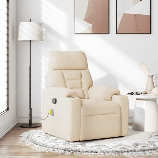 Massagefåtölj beige mikrofibertyg
