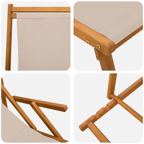 Hopfällbar solstol Massiv Eukalyptus Trä Beige