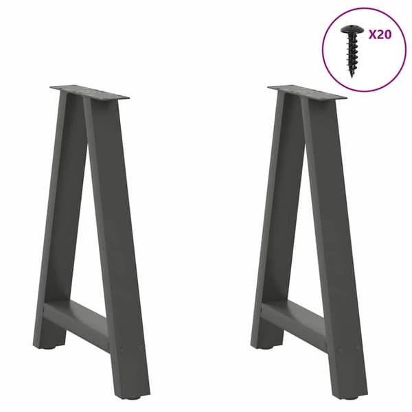 Matbordsben A-formade 2 st antracit 50x(72-73) cm stål