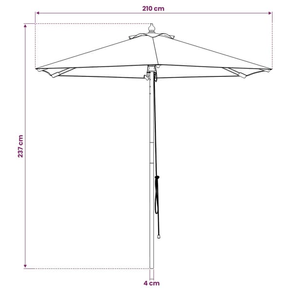 Trädgårdsparasol Ø 210 x 237 cm Massiv Eukalyptus Trä Antracit